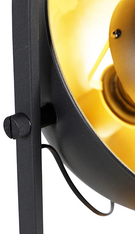 Lampada da terra industriale nera con oro 3 luci - Magnax