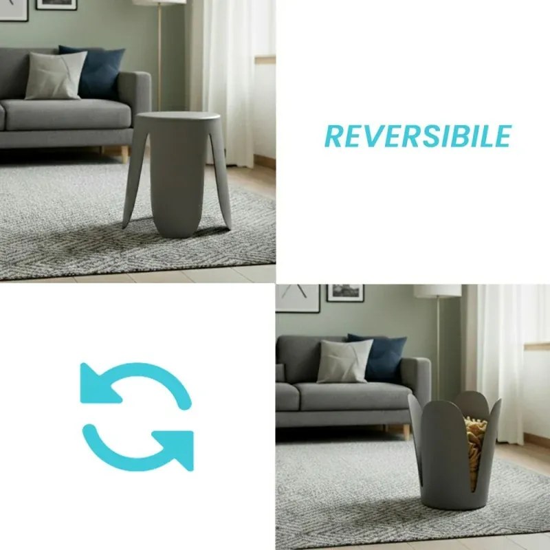 Sgabello per il bagno antracite opaco con seduta imbottita e piedini antiscivolo Flores