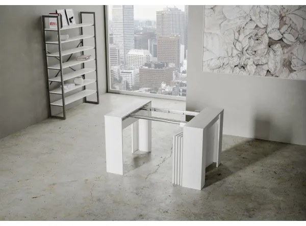 Tavolo Consolle Allungabile VENUS allungabile fino a 296 cm BIANCO FRASSINO allunghe interne