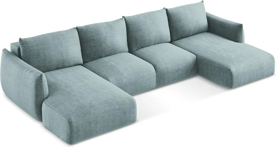 Divano angolare blu allungabile (a U) Leila – Makamii