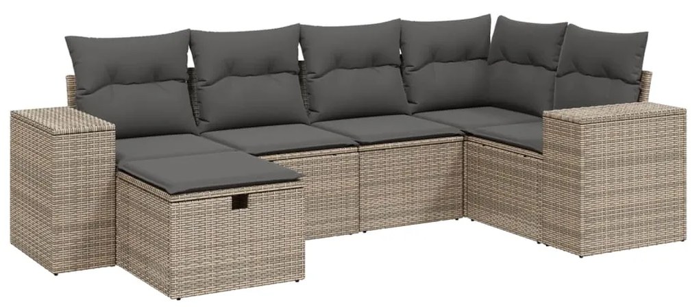 Set divano da giardino 6 pz con cuscini grigio in polyrattan