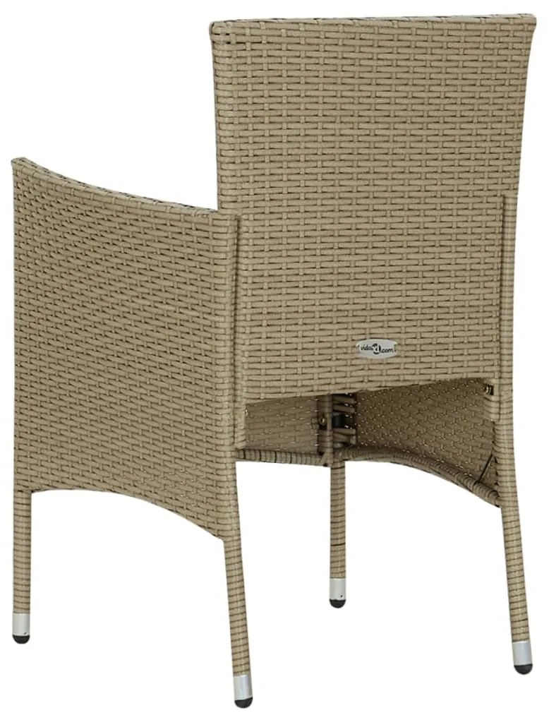 Sedie da pranzo per giardino 4 pz in polyrattan beige