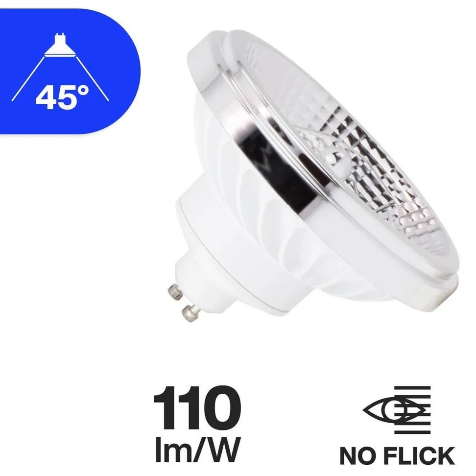 Lampada AR111 18W Angolo 45° 110lm/W  Bianca Colore Bianco Caldo 2.700K