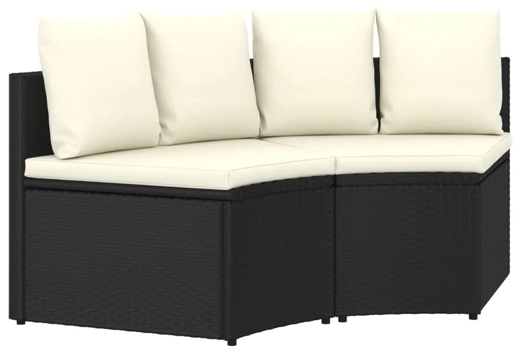 Set divani da giardino 2 pz con cuscini in polyrattan nero