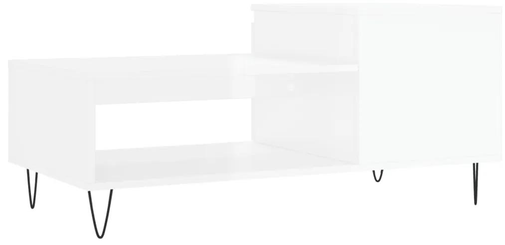 Tavolino da Salotto Bianco Lucido 100x50x45cm Legno Multistrato