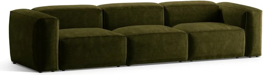 Divano verde con rivestimento in velluto a coste 364 cm Bergamo – Cosmopolitan Design