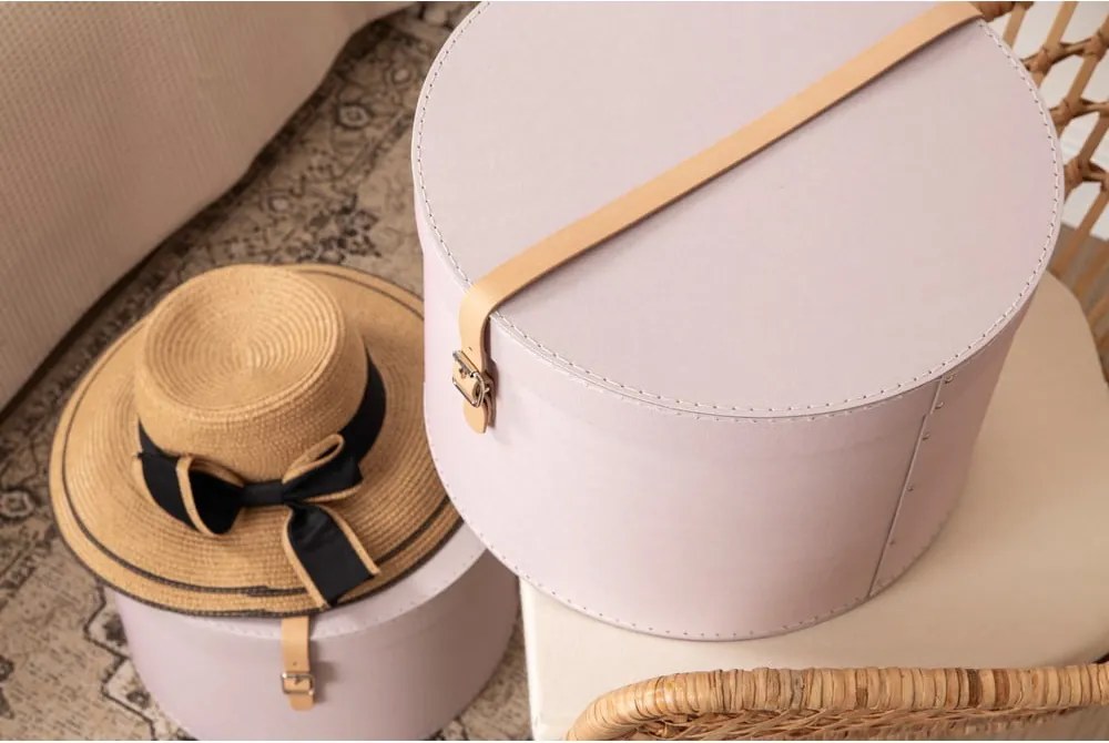 Scatole in set con coperchio rosa chiaro in cartone 2 pz ø 37,5x25 cm Rut Restore Paper Laminate – Bigso