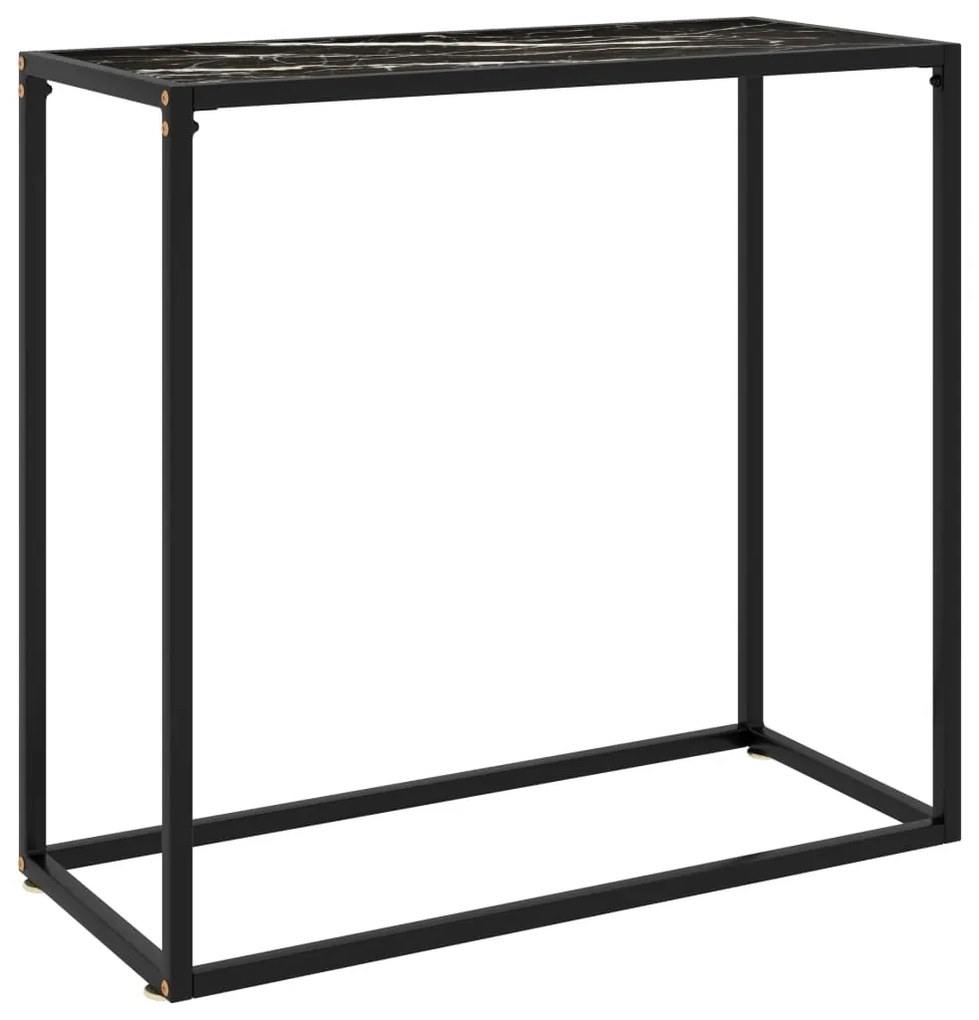 Tavolo Consolle Nero 80x35x75 Cm İn Vetro Temperato /