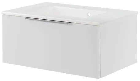 Mobile da bagno sospeso sotto lavabo L 135 x H 32 x P 48 cm rovere lucido, 1 cassetto SENSEA Neo, Maniglie acquistabili separatamente