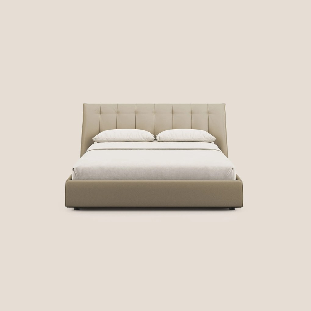 Clizia letto imbottito di design con vano contenitore in ecopelle impermeabile T04