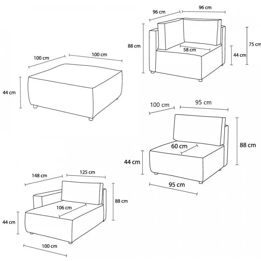 Divano a U angolare in velluto a coste color crema, angolo destro Nihad modular - Bobochic Paris