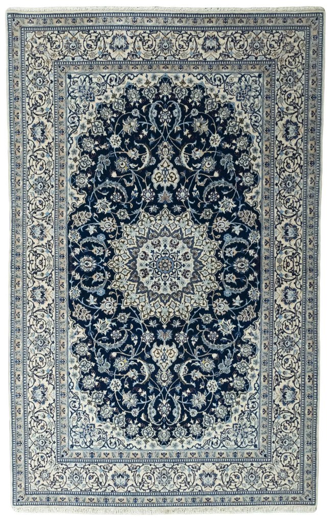 Nain Tappeto 130 x 210 Blu (Iran) Annodato A Mano