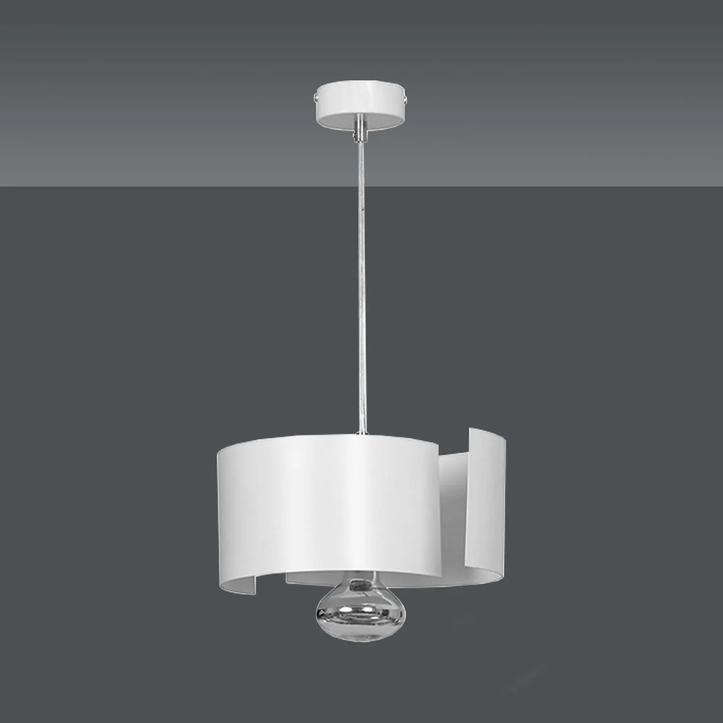 Sospensione Moderna 1 Luce Houyi In Acciao Bianco E Cromo
