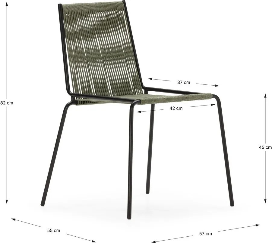 Sedie da pranzo in set verdi in metallo impilabili 2 pz Emily – Marckeric