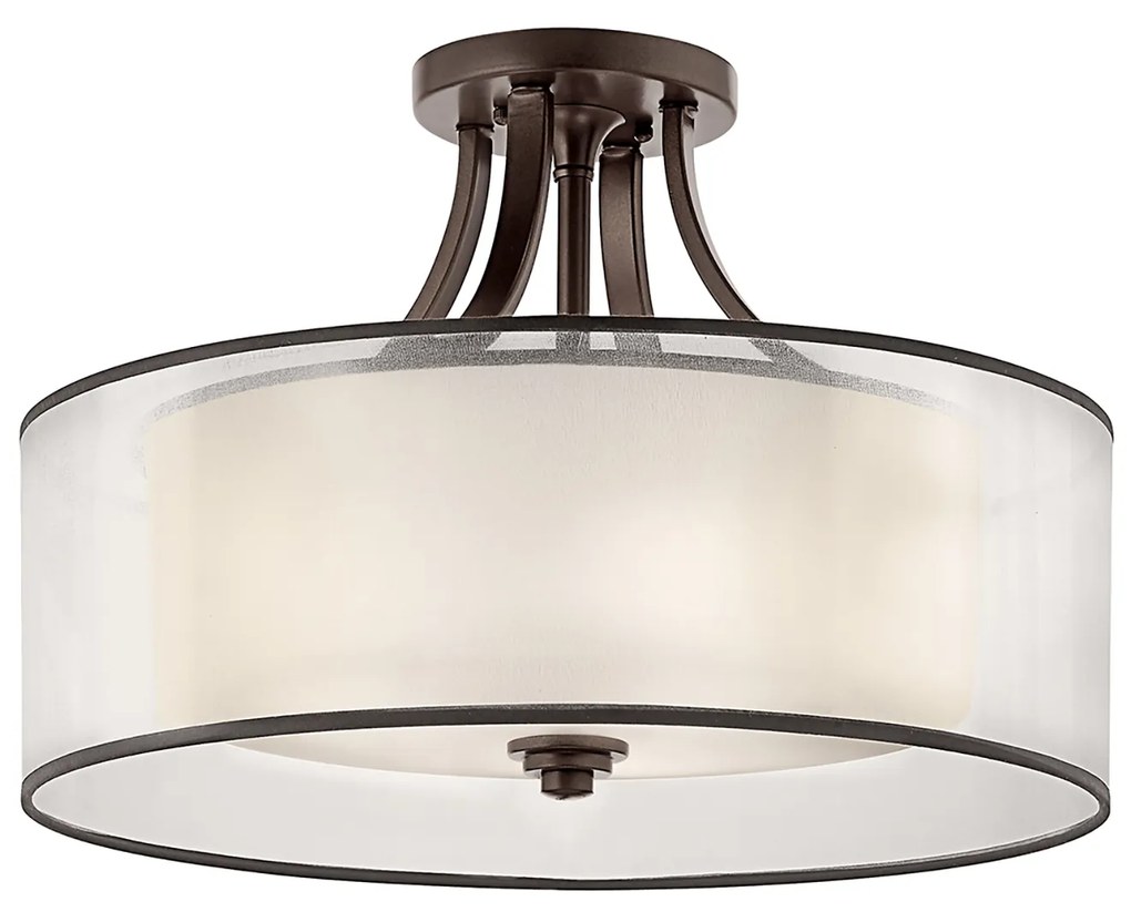 Lampadario Contemporaneo Lacey Metallo Bronzo Antico Tessuto 4 Luci E27