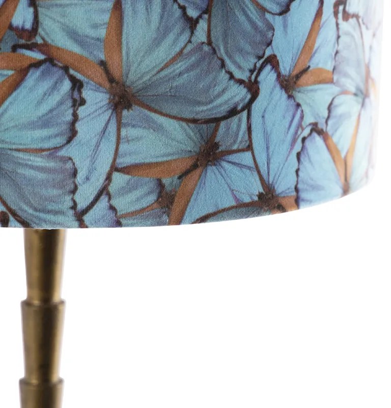 Lampada da tavolo Art Déco bronzo con paralume a farfalla in velluto 35 cm - Pisos