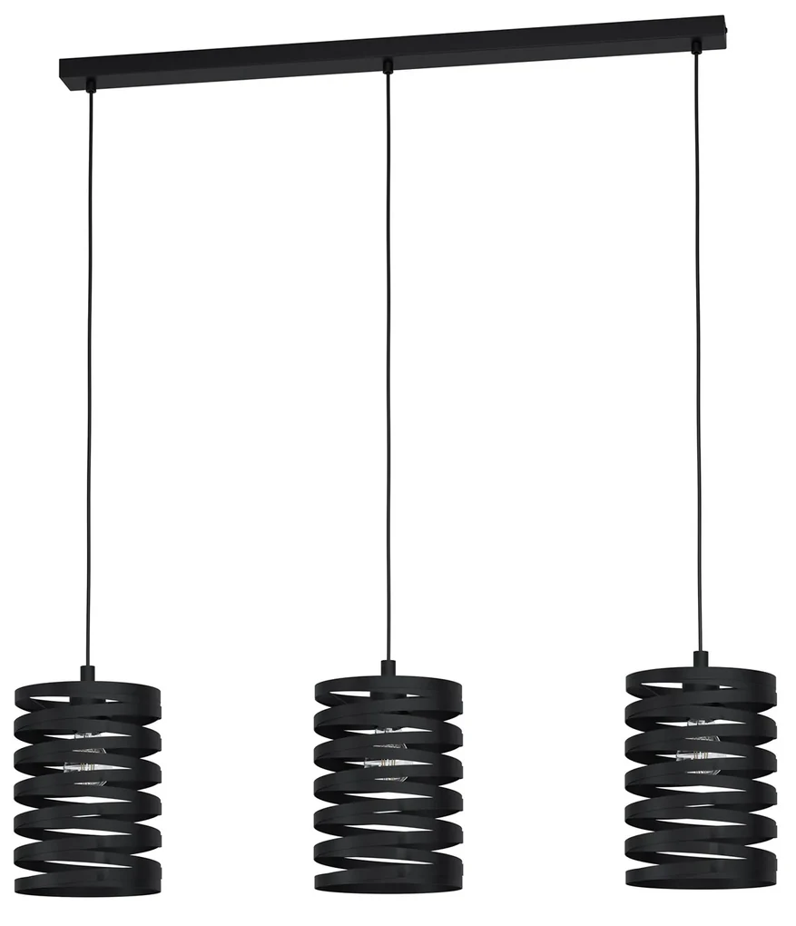 Lampadario A Sospensione Contemporaneo Cremella Acciaio Nero 3 Luci E27