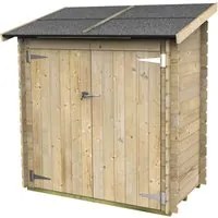 Casetta Box da Giardino per Attrezzi 155x85 cm con Porta Doppia Cieca in Legno Naturale