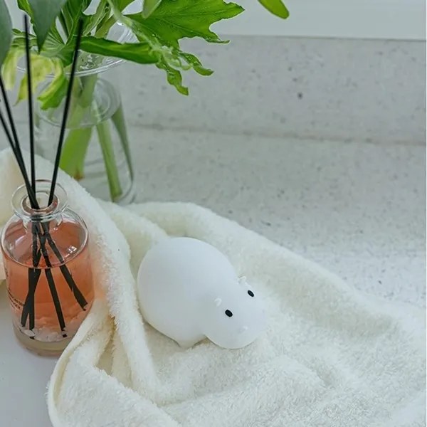 MegaLight - LED RGB Ricaricabile per bambini touch lampada per vasca da bagno SWIMMY HIPPO LED/5V