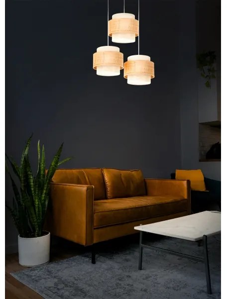 Lampadario su cavo BOHO 3xE27/60W/230V iuta/crema