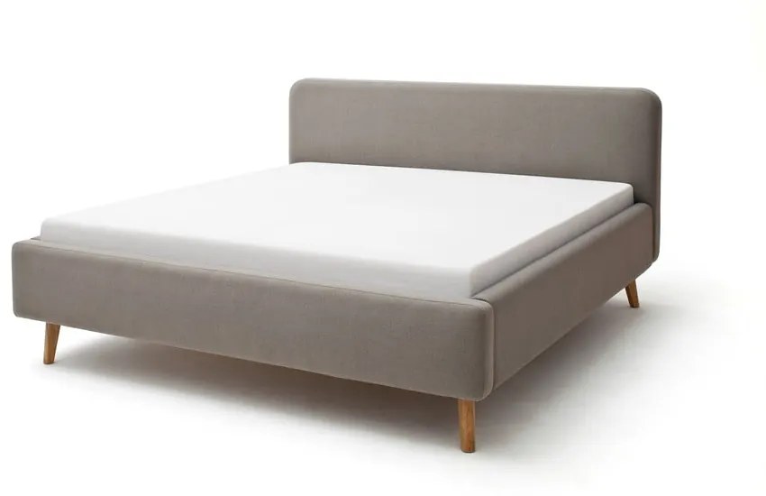 Letto matrimoniale imbottito grigio/marrone 180x200 cm Mattis - Meise Möbel