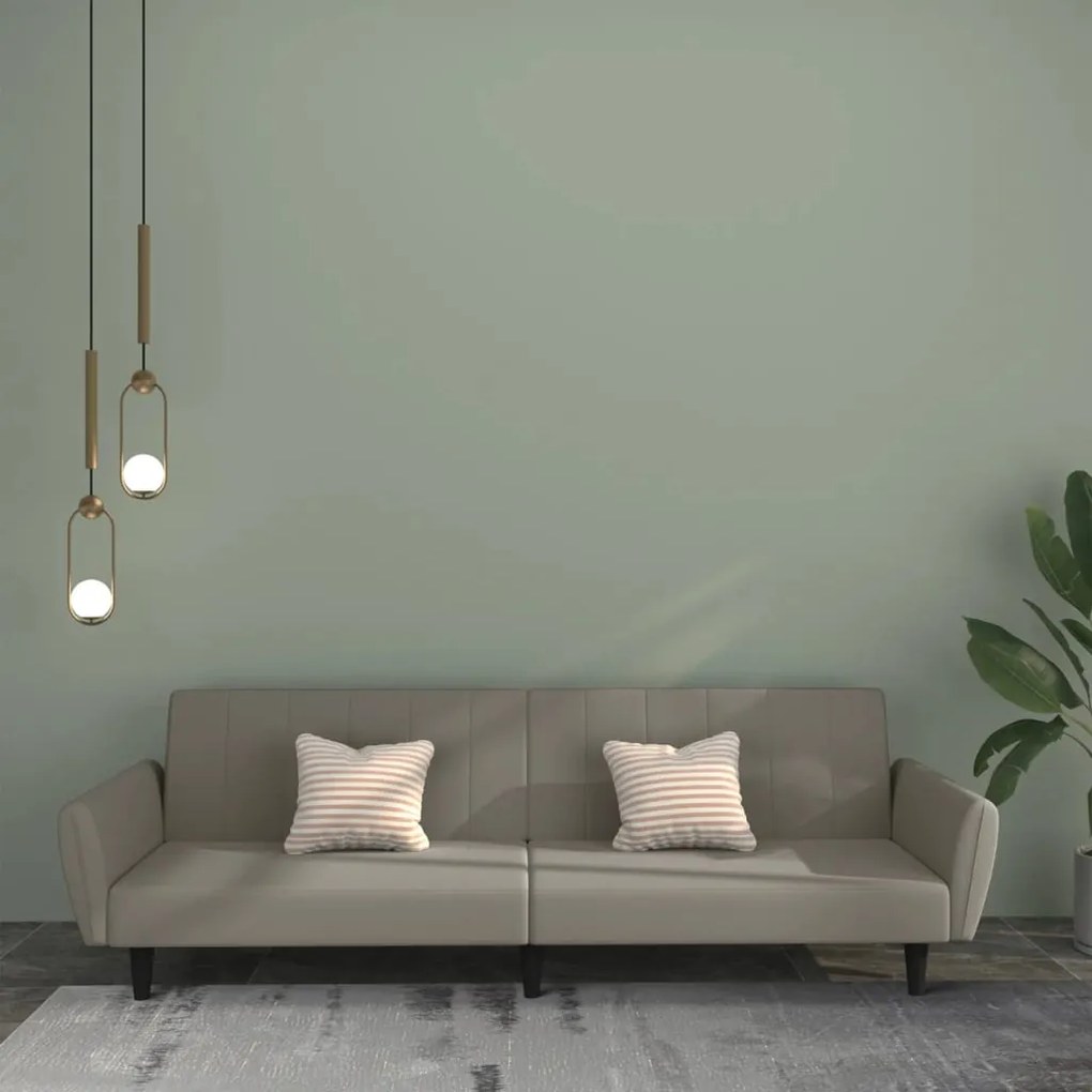Divano Letto A 2 Posti Grigio Chiaro İn Velluto /