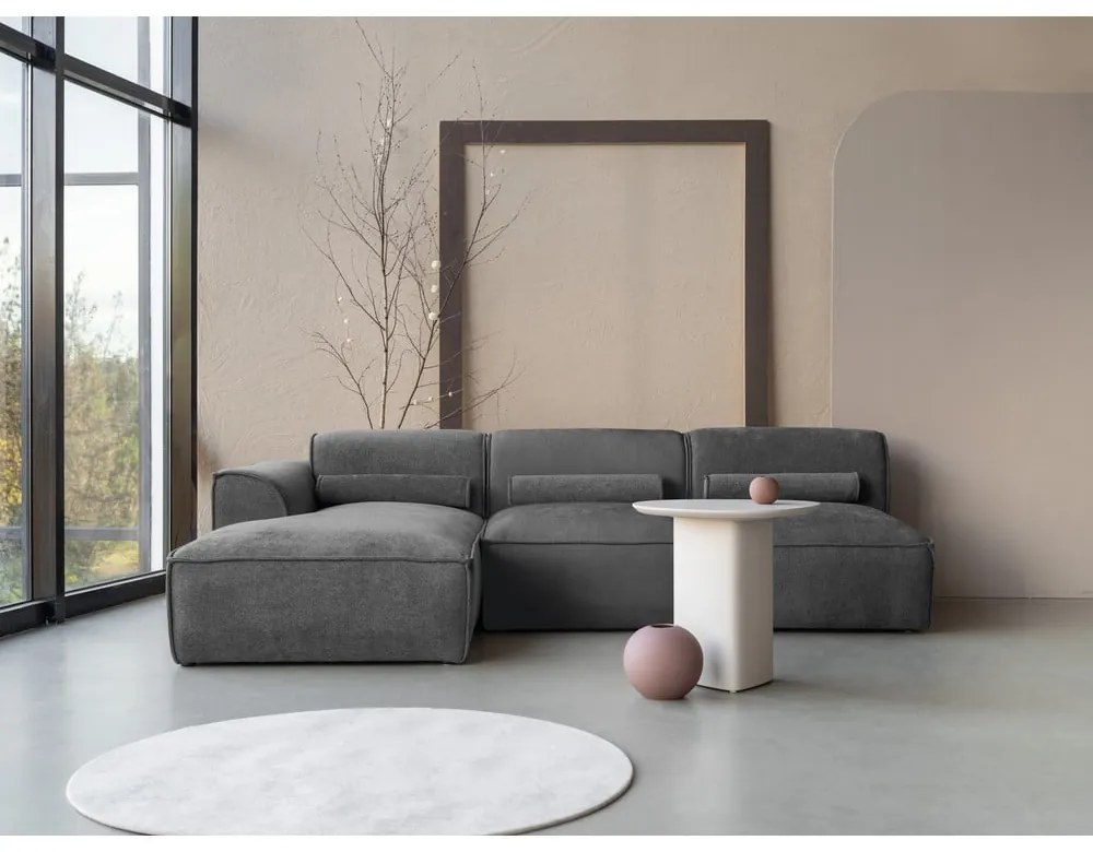 Divano angolare componibile grigio (con penisola a sinistra) Flex Felix – Miuform