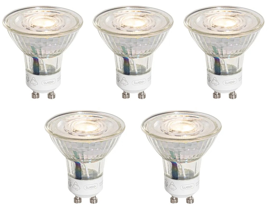 Set di 5 Lampadine LED GU10 50mm dimmerabili 3-step Kelvin Luminose 4.9W 450 lm 2000-2700K