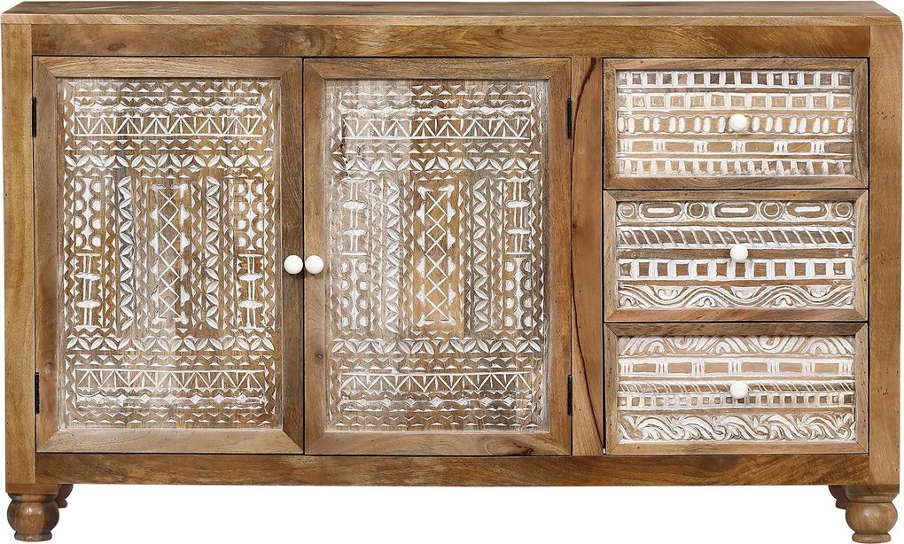 VIGGO - mobile in legno di mango con 2 ante e 3 cassetti
