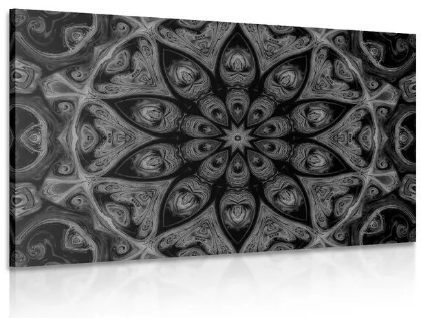 Quadro su tela – Mandala ipnotica in bianco e nero