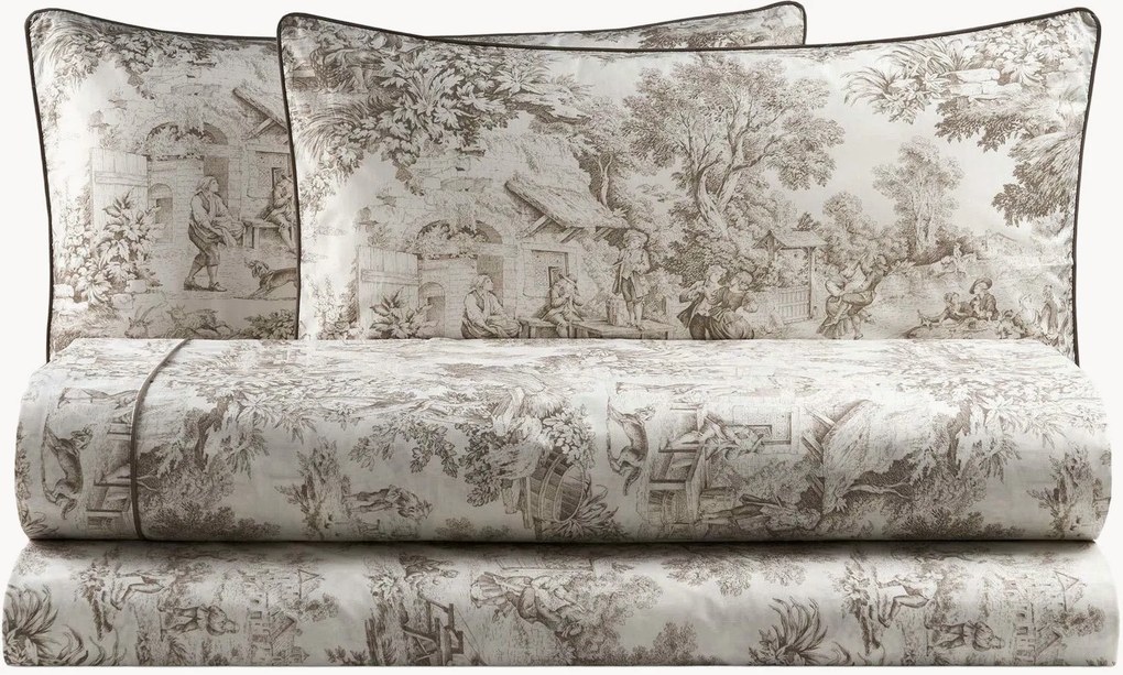 Set di biancheria da letto in percalle di cotone Toile De Jouy