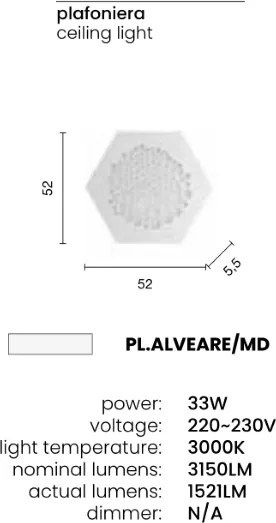 Lampada plafoniera LED 33W 3000K - moderno ALVEARE medio