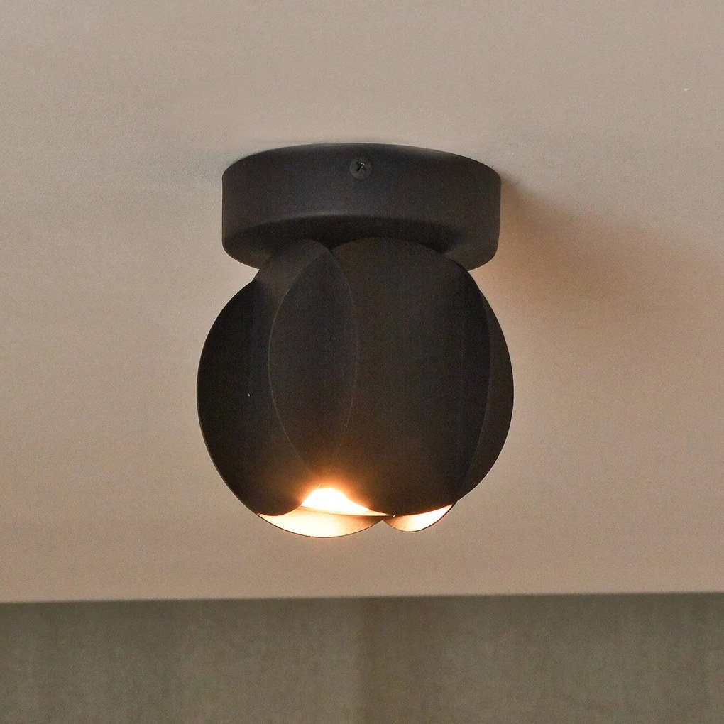 HELAM Faretto da soffitto GAMBIT, nero, Ø 10 cm, metallo, GU10