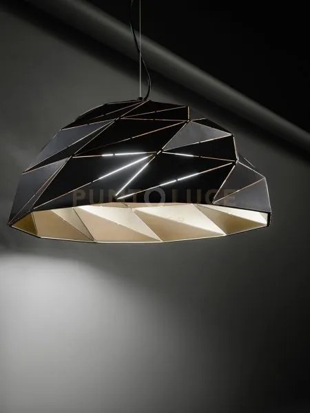 Tilt sospensione in metallo verniciato nero e oro 3 luci attacco e2...