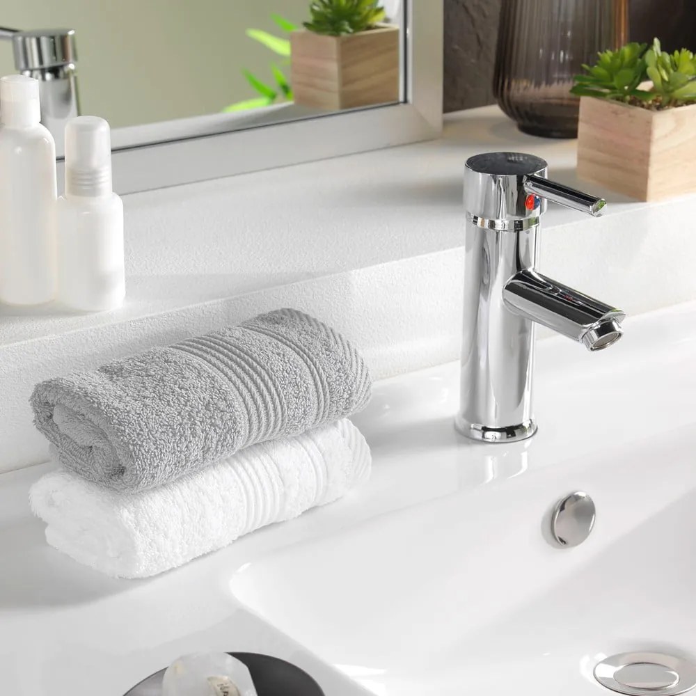Asciugamano tipo terry grigio chiaro in cotone 30x50 cm Tendresse – douceur d'intérieur