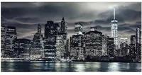 Stampa su tela New York by night b&w, multicolore 140 x 70 cm