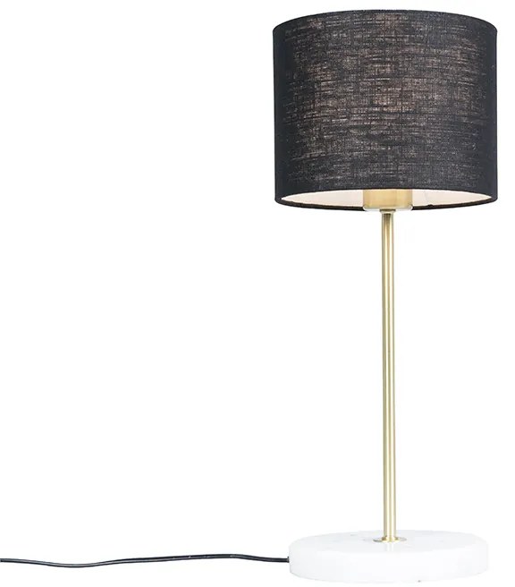 Lampada da tavolo in ottone con paralume nero 20 cm - Kaso