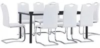 Set Sala da Pranzo 9 pz in Similpelle Bianca 3053086