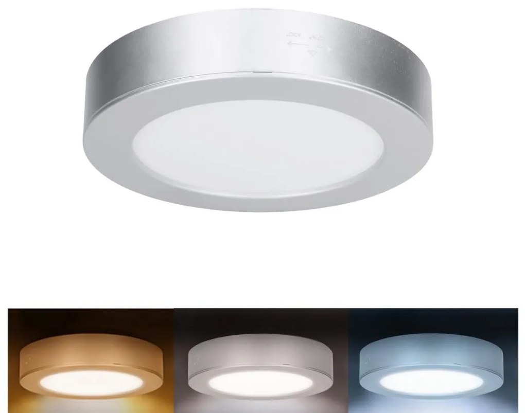Solight WD240-S - Pannello LED 2 in 1 LED/12W/230V 3000/4000/6000K Ø17 cm IP54 argento