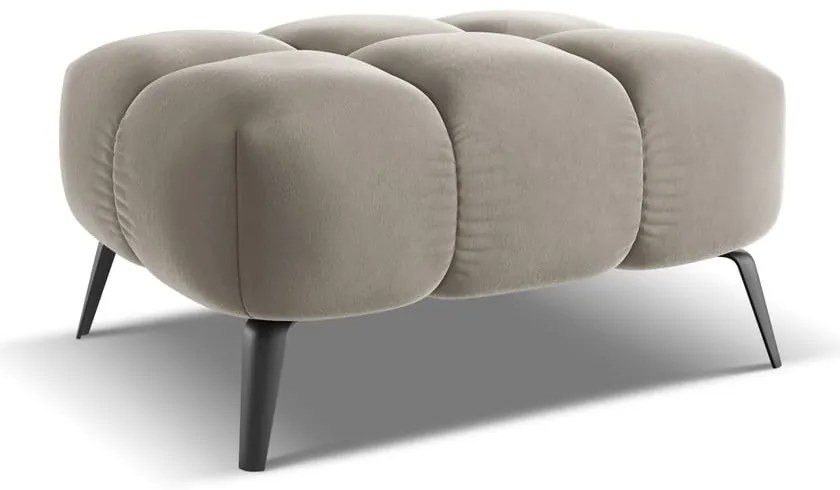 Poggiapiedi beige con rivestimento in velluto Nalu – Makamii