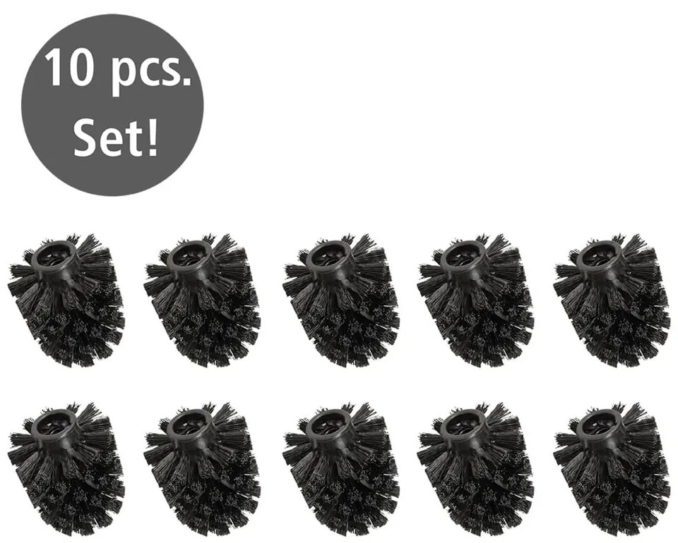 Teste per scopini da bagno in set nere in plastica con spazzola di ricambio 10 pz Ø8cm – Wenko