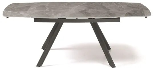 Tavolo moderno allungabile a 210 cm base metallo e piano effetto Marmo Grigio TERENCE