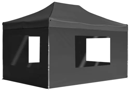 Gazebo Pieghevole con Pareti in Alluminio 4,5x3m Antracite