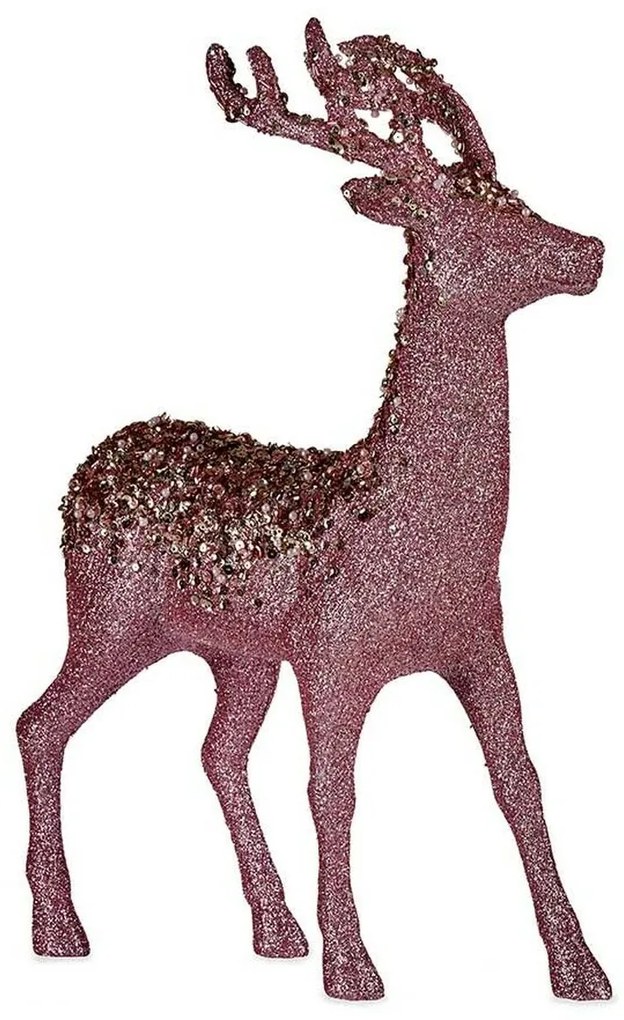 Statua Decorativa Renna di Natale Rosa Plastica 15 x 45 x 30 cm (8 Unità)