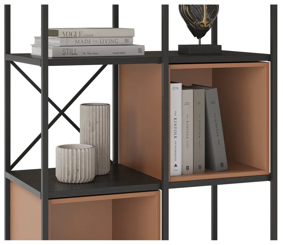 Libreria in nero e mattone 71x179 cm Anya - Marckeric