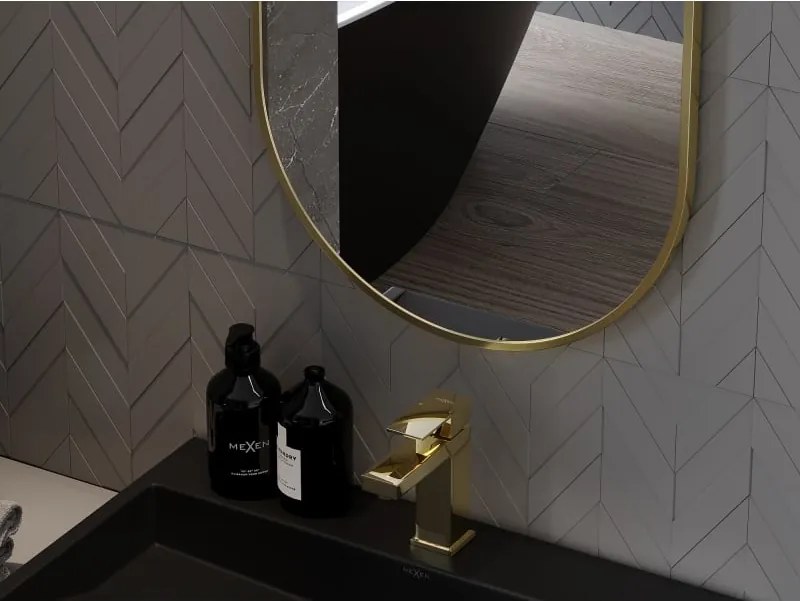 Mexen Loft specchio da bagno ovale 100 x 50 cm, cornice dorata - 9851-100-050-000-50