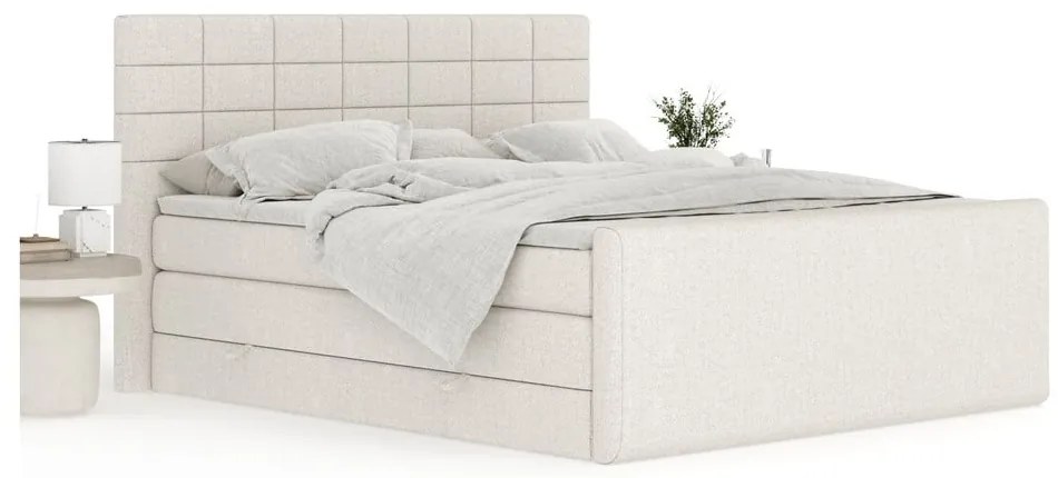 Letto boxspring beige con contenitore 140x200 cm Ava – Maison de Rêve
