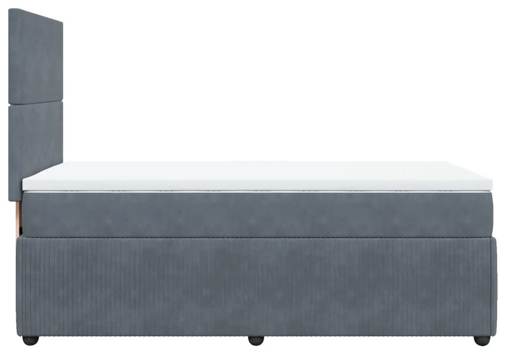 Giroletto a molle con materasso grigio scuro 90x200 cm velluto
