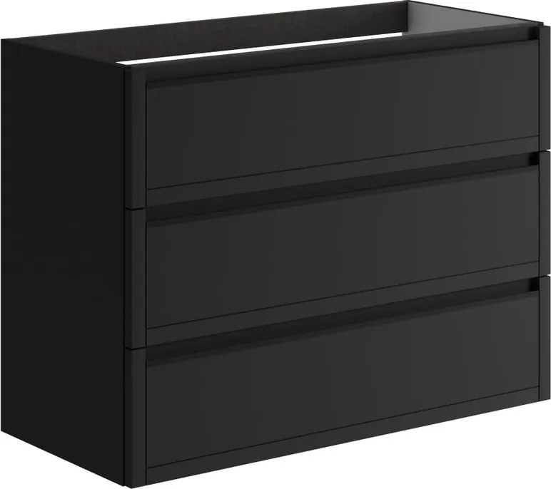 Mobile da bagno sospeso sotto lavabo L 99.5 x H 78 x P 45.5 cm antracite opaco, 3 cassetti TRATTO