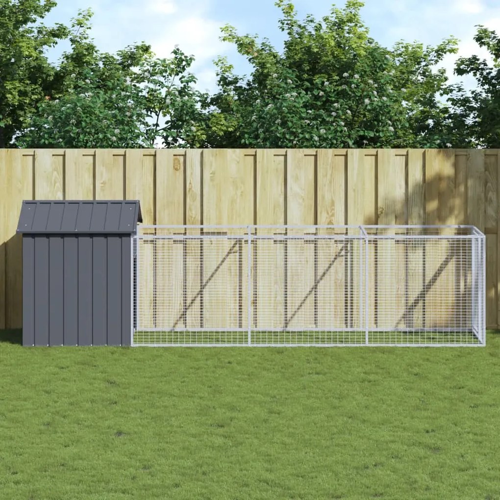 Casetta Cani Con Tetto Antracite 117x405x123 Cm Acciaio Zincato /